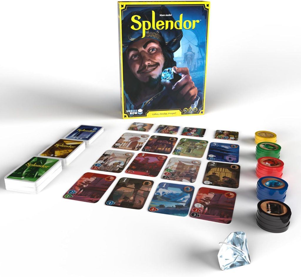 Splendor nueva edicion (Ingles) - componentes del juego de mesa