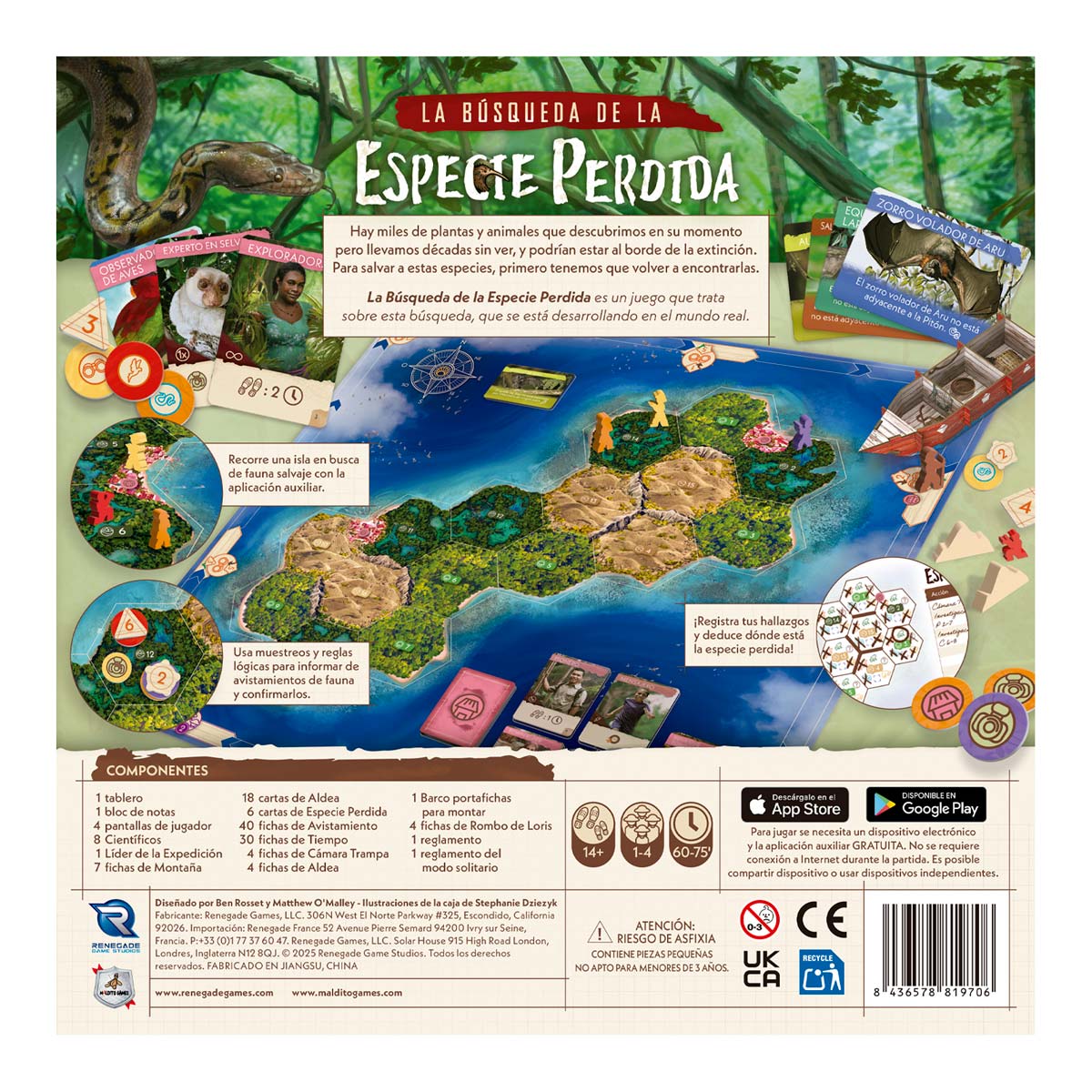 La busqueda de la Espacie Perdida (Español) - componentes del juego de mesa