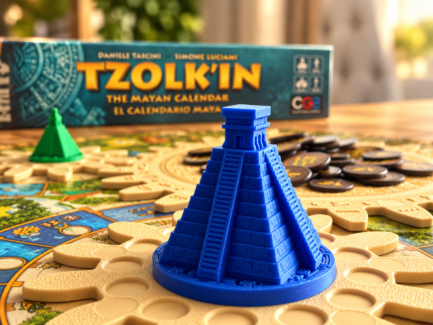 Pirámides 3D para Tzolk’in - componentes del juego de mesa
